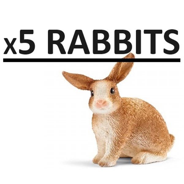 NEW 5 PACK OF COLLECTIBLE SCHLEICH RABBITS