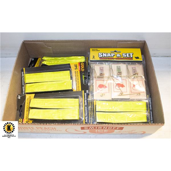 FLAT OF VELCO REFLECTOR ARM BANDS & MOUSE TRAPS