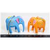 Image 1 : TWO CARVED PAINTED WOOD ELEPHANTS FOR