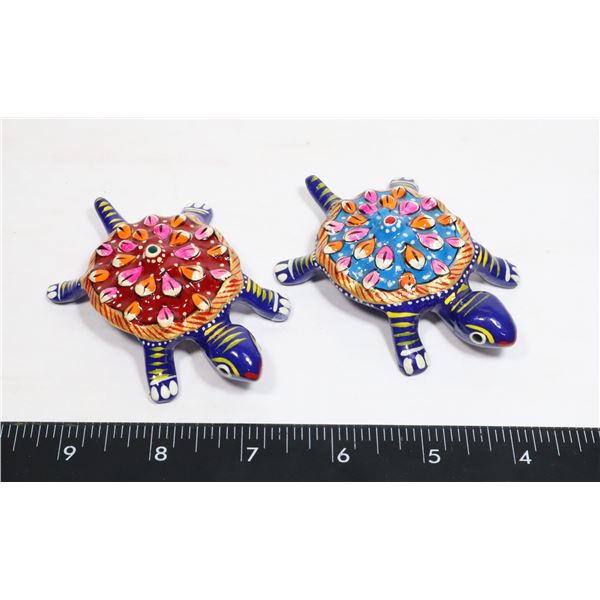 TWO METAL TURTLE FIGURES