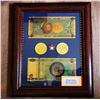 Image 1 : 1) BIT COIN DISPLAY , FRAMED UNDER GLASS, DISPLAY