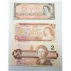 Image 1 : 11)  LOT OF 3 CANADIAN $2.00 BANKNOTES, 1954, 1974