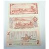 Image 2 : 11)  LOT OF 3 CANADIAN $2.00 BANKNOTES, 1954, 1974