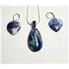 23)  NATURAL BLUE SODALITE HEART EARRINGS & PENDAN