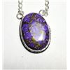 Image 1 : 27) NATURAL COPPER & CHAROITE OVAL PENDANT, 1.25"