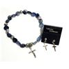 13)  SILVER TONE WITH BLUE STONES AND CROSS ACCENT