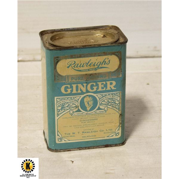 VINTAGE 1940 RAWLEIGHS PURE GROUND GINGER – XL SIZ