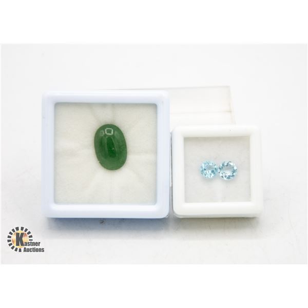 #180-SKY BLUE TOPAZ 1.95 CT  & AVENTURINE 6.15 CT