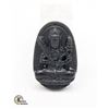 Image 1 : #117-NATURAL BLACK OBSIDIAN BUDDHIST PENDANT