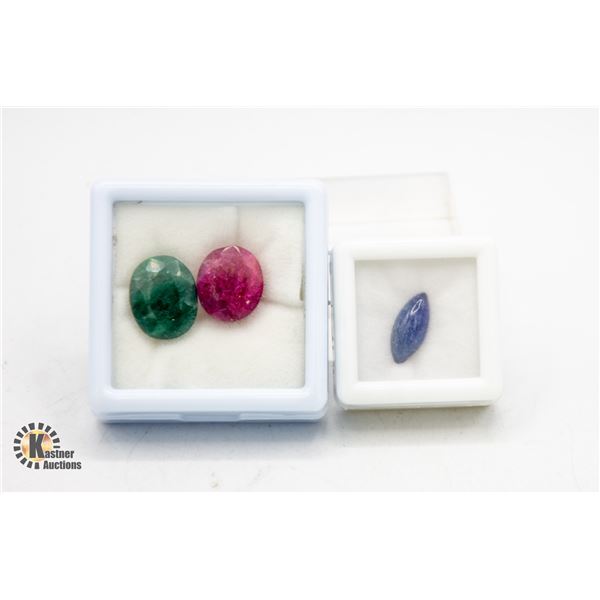 #197-TANZANITE 2.15CT, EMERALD& RED BERYLE 19.55CT