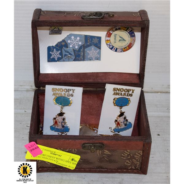 TREASURE CHEST WITH LAPEL BIN COLLECTION ESTATE