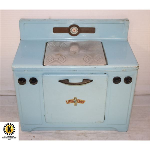 LITHOGRAPH TIN LITTLE CHEF 1940'S PLAY STOVE/OVEN