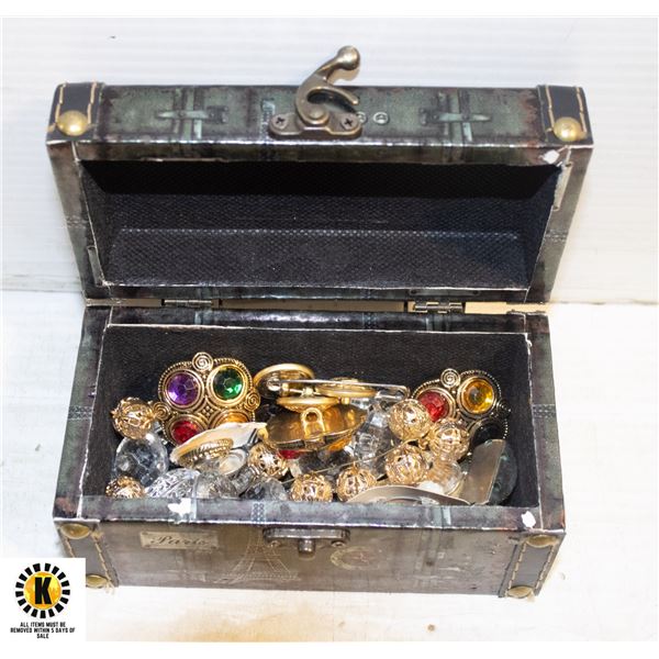 TREASURE TRUNK WITH OLD BUTTONS