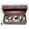 Image 1 : ESTATE VINTAGE BUTTONS IN TREASURE CHEST BOX