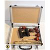 Image 1 : CABELAS BOX WITH WOOD CARVING TOOL SET, BINOCULARS