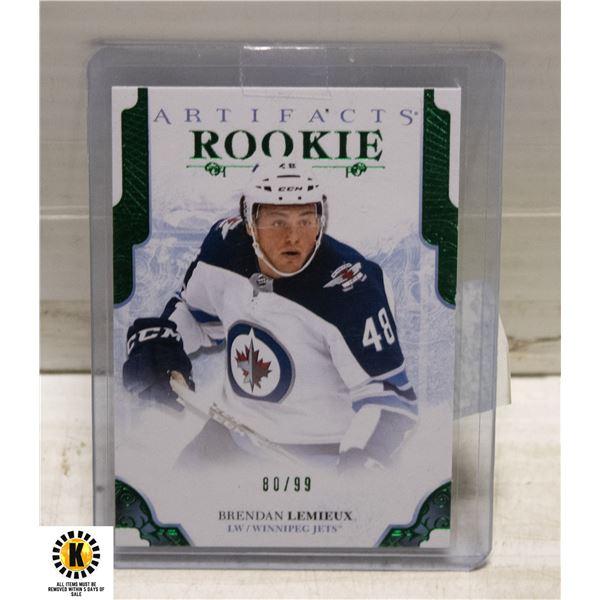 BRENDAN LEMIEUX ARTIFACTS ROOKIE CARD