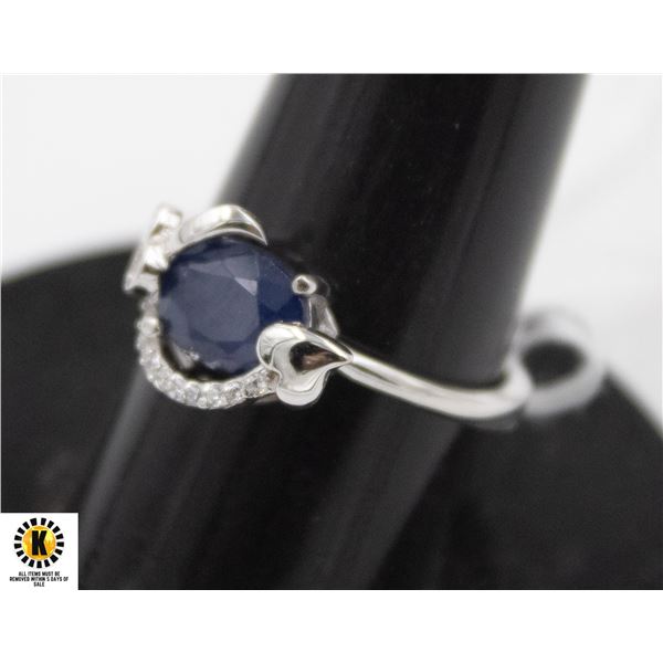 #06-NATURAL HEATED BLUE SAPPHIRE RING SIZE 6.75