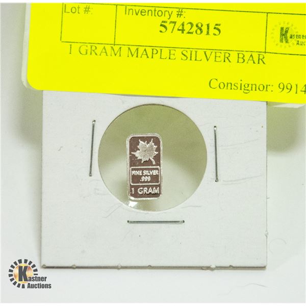 1 GRAM MAPLE SILVER BAR