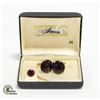 Image 1 : VINTAGE RED GEM CUFFLINKS TIE PIN ANSON