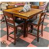 Image 1 : SQUARE BAR HEIGHT TABLE WITH 4 STOOLS H-36"