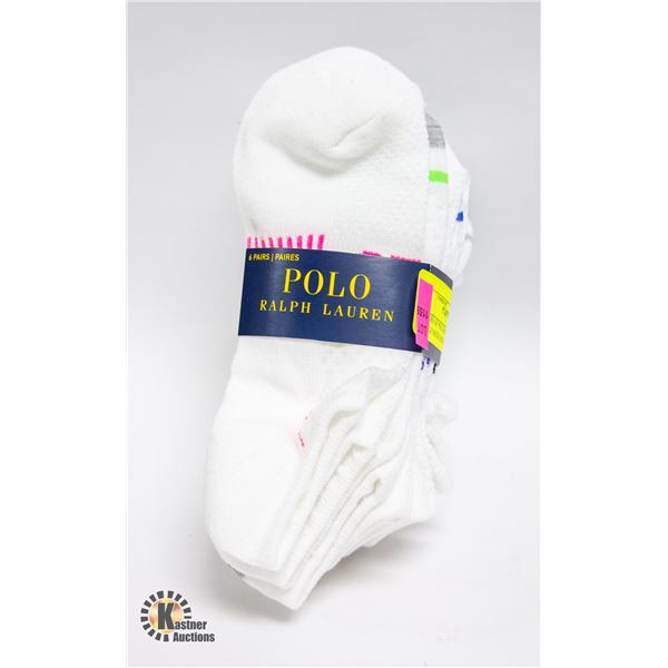 6 PAIRS OF POLO RALPH LAUREN ANKLE SOCKS SZ 9-11