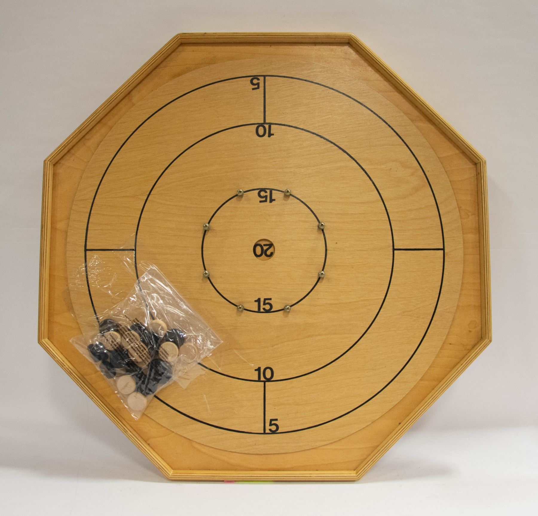 CROKINOLE OCTAGON GAME BOARD WITH PIECES