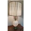 Image 1 : Antique Table Lamp With Drum Shade With Iridescent Gilt 34Hx16W