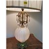 Image 2 : Antique Table Lamp With Drum Shade With Iridescent Gilt 34Hx16W