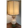 Image 1 : Antique Table Lamp With Drum Shade With Iridescent Gilt 34Hx16W
