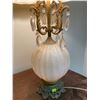 Image 4 : Antique Table Lamp With Drum Shade With Iridescent Gilt 34Hx16W