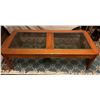 Image 1 : Hardwood Oak With Glass Coffee Table 55Lx24Dx16H