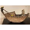 Image 1 : Vintage Weaved Sail Boat With Asian Decorative Figurine