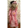 Image 2 : Vintage Porcelin Doll With Pink Dress & Blue Eyes 18Hx8W