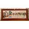 Image 1 : Vintage Cross Stiched City Scene In Hardwood Frame By A'Dam - J.N.P-1981 27Lx11.5H