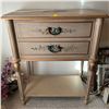 Image 1 : Vintage Entrance Table - Floral Design With 2 Drawers 29Lx17Dx34H