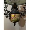 Image 2 : Antique Victorian Iron & Opaline Glass Oil Lamp Chandelier On Pully System 16Lx16Dx46H