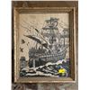 Image 1 : Antique Ink Art in Wood Frame 9L x 11H