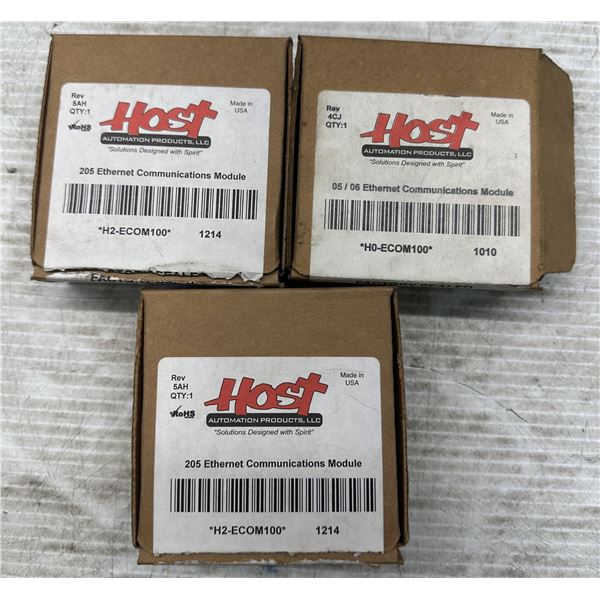 New? Lot of (3) Host Auto. #H0-ECOM100 Ethernet Communications Modules