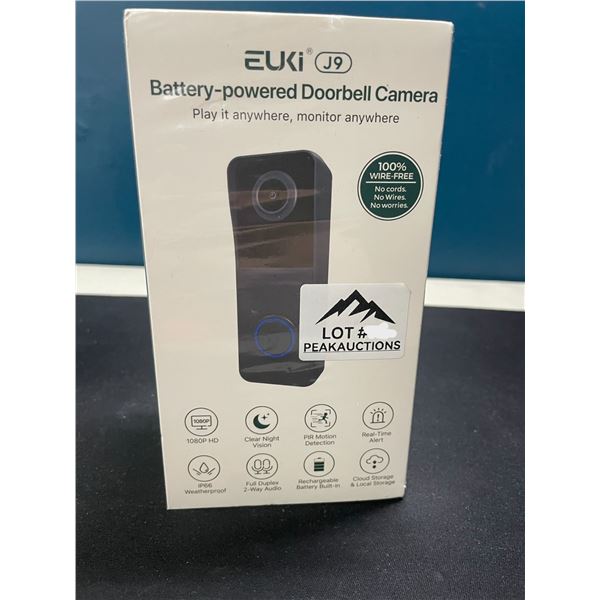 Lot of 1 Euki J9 Battery-Powered (Rechargeable) Smart Video Doorbell Camera - Brand New Sealed!