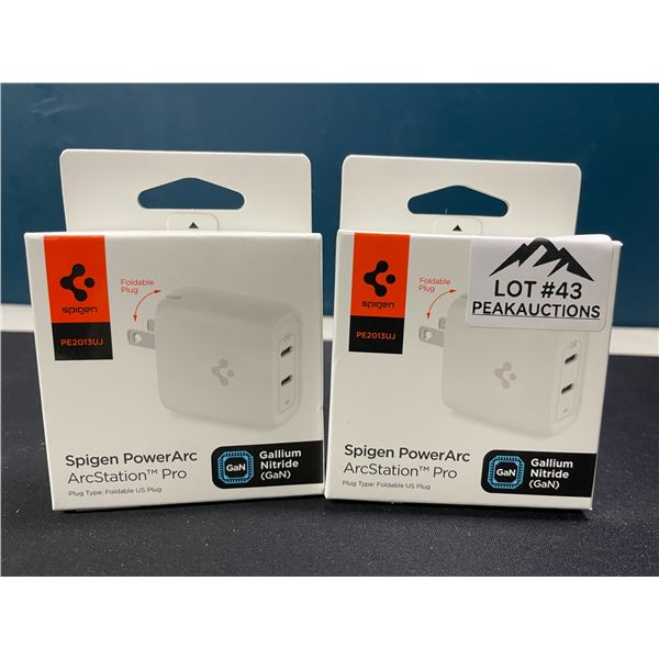 Lot of 2 Spigen PowerArc ArcStation Pro GaN Fast 40W Dual-Port Wall Chargers