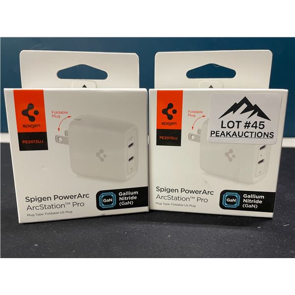 Lot of 2 Spigen PowerArc ArcStation Pro GaN Fast 40W Dual-Port Wall Chargers