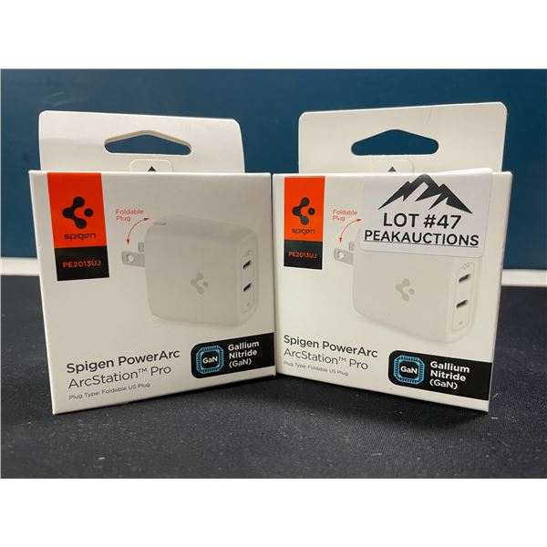 Lot of 2 Spigen PowerArc ArcStation Pro GaN Fast 40W Dual-Port Wall Chargers