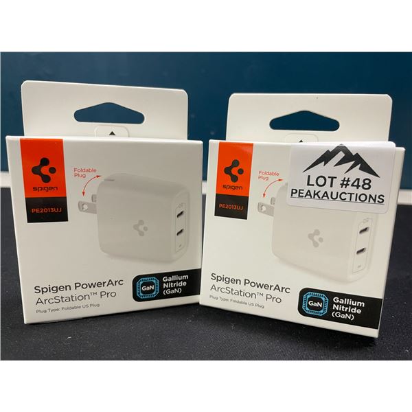 Lot of 2 Spigen PowerArc ArcStation Pro GaN Fast 40W Dual-Port Wall Chargers