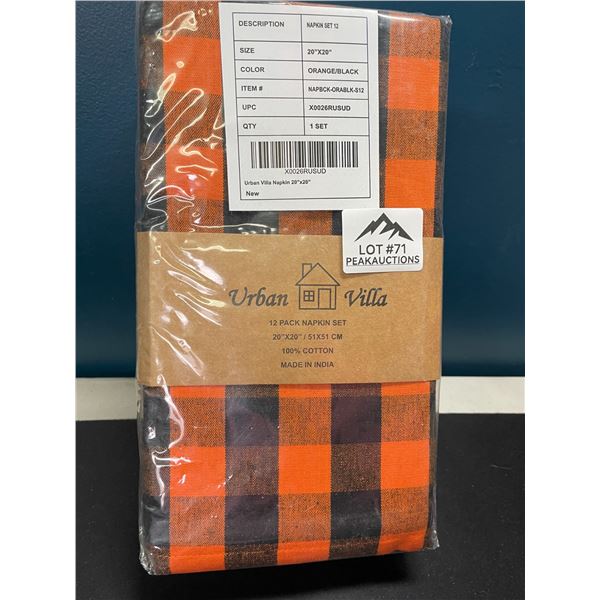 Lot of 1 Pack of Urban Villa 12PC Premium Oversized Dinner Napkins - 20 x 20 in Size