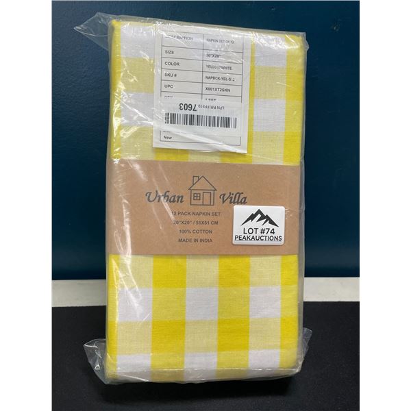 Lot of 1 Pack of Urban Villa 12PC Premium Oversized Dinner Napkins - 20 x 20 in Size