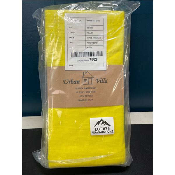 Lot of 1 Pack of Urban Villa 12PC Premium Oversized Dinner Napkins - 20 x 20 in Size