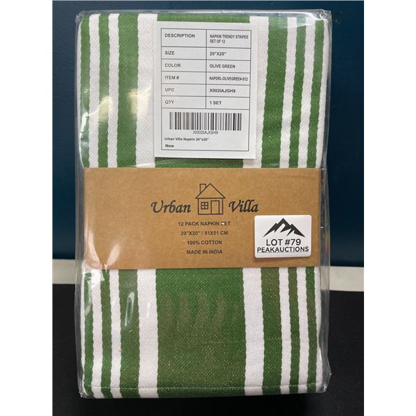 Lot of 1 Pack of Urban Villa 12PC Premium Oversized Dinner Napkins - 20 x 20 in Size