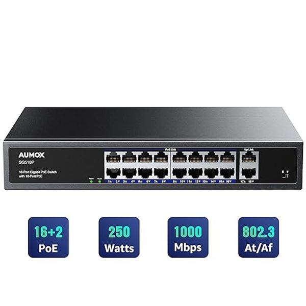 Lot of 1 Aumox gigabit18-Port  PoE Switch