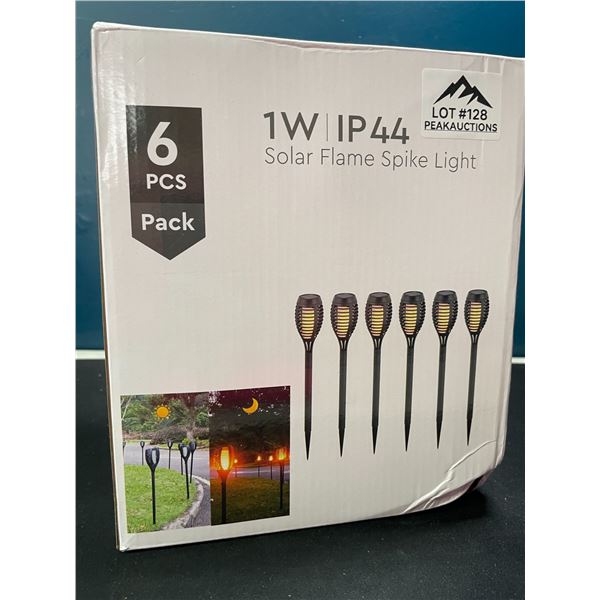 Lot of 1 Box of Solar Flame Spike Lights for Lawn/Garden - 6 Lights Included
