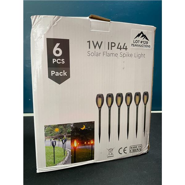Lot of 1 Box of Solar Flame Spike Lights for Lawn/Garden - 6 Lights Included